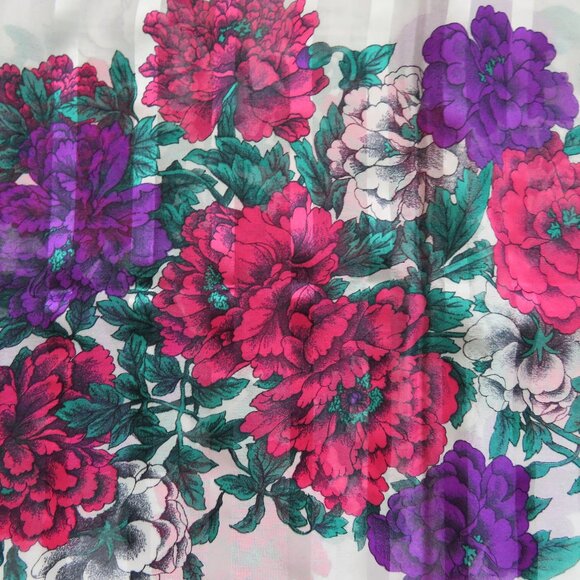 Vintage Floral Long Scarf With Purple, Pink, Green & White - Picture 6 of 9